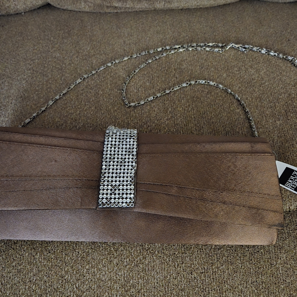Bijoux Terner Brown Clutch/ Crossbody with Rhinestone Detail Vintage